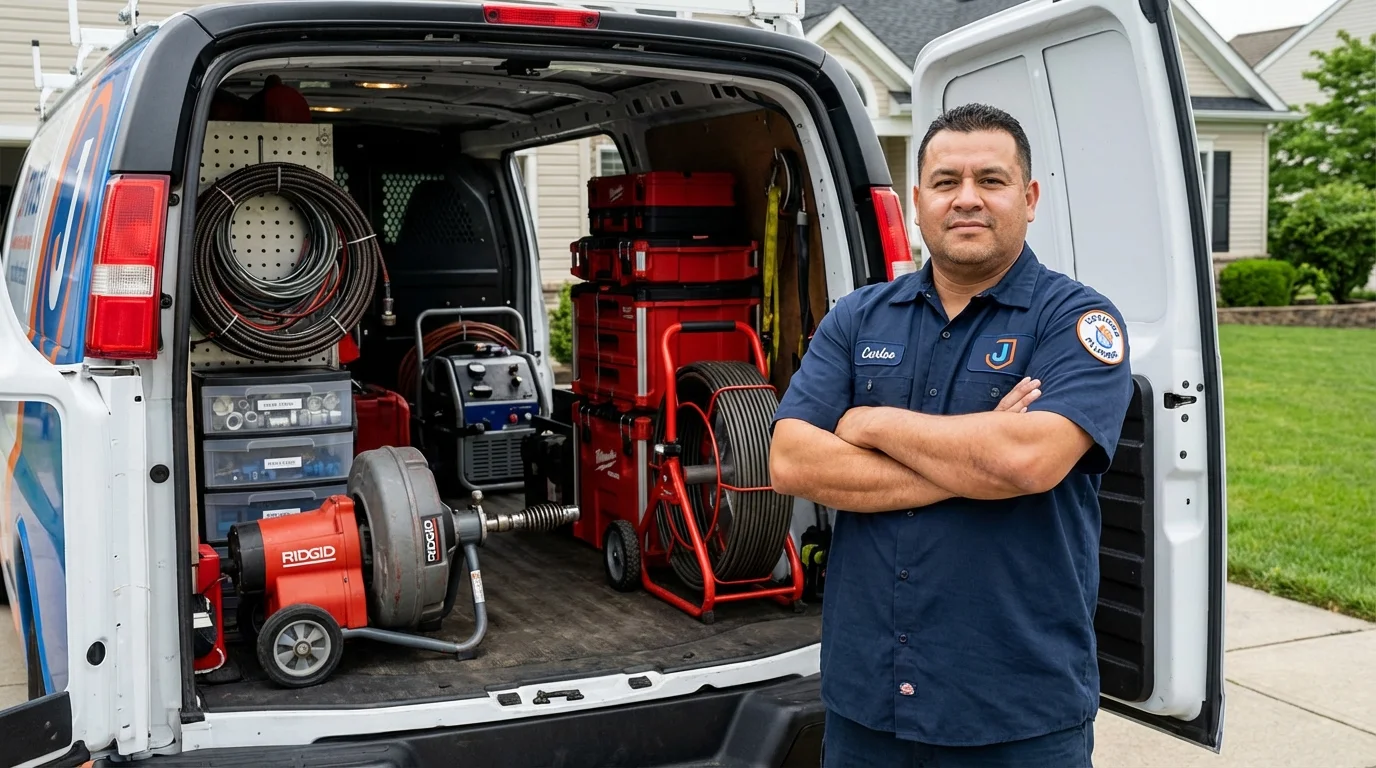 Professional drain cleaning equipment and Johns Plumbing LLC plumber in Glen Burnie