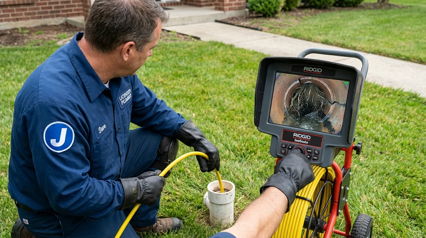Sewer camera inspection being performed by Johns Plumbing LLC in Glen Burnie